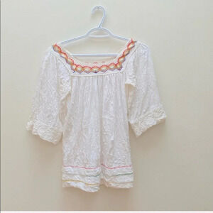 NAF NAF - White Multicolour Boho Crochet Top